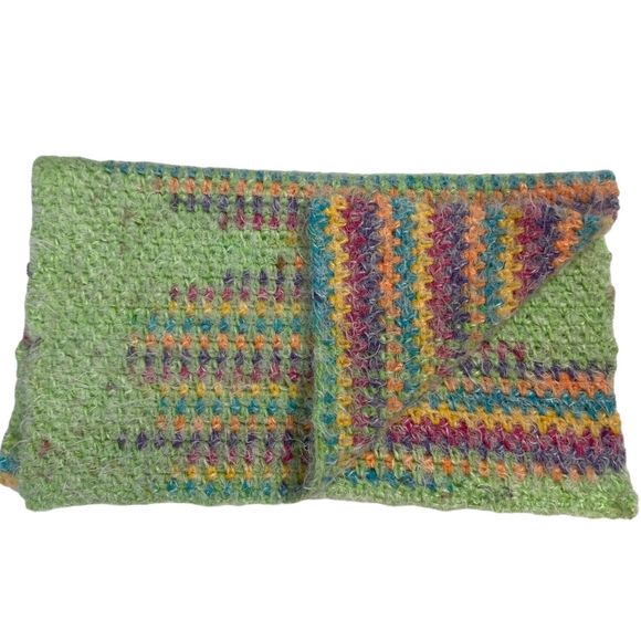 Baby Lovey Small Security Blanket Soft Multicolor Crochet Bunny Rabbit in Scarf - Picture 2 of 11